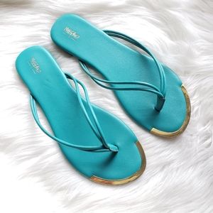 Mossimo Teal and Gold Trimmed Flip Flop Sandals